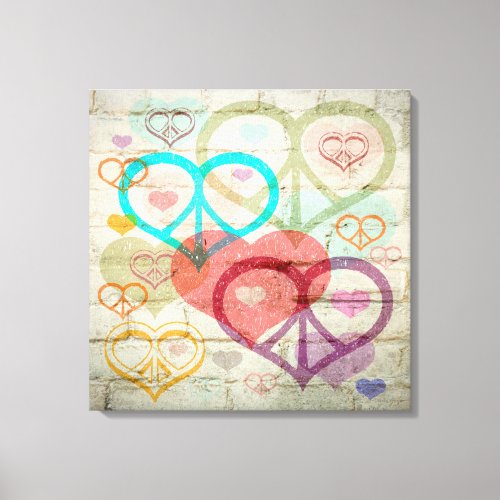 Peace  Love Graffiti Canvas Print