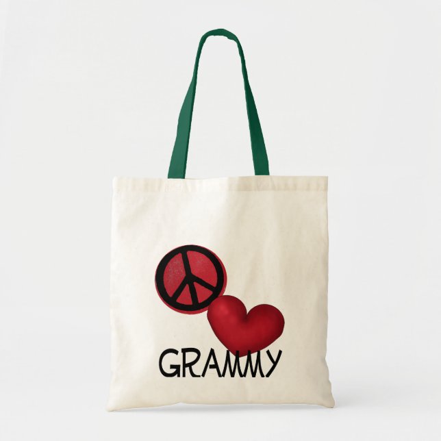 Peace Love Grammy Tote Bag (Front)