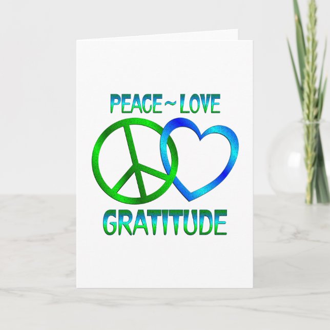 Peace Love GRATITUDE Letterpress Thank You Card (Front)