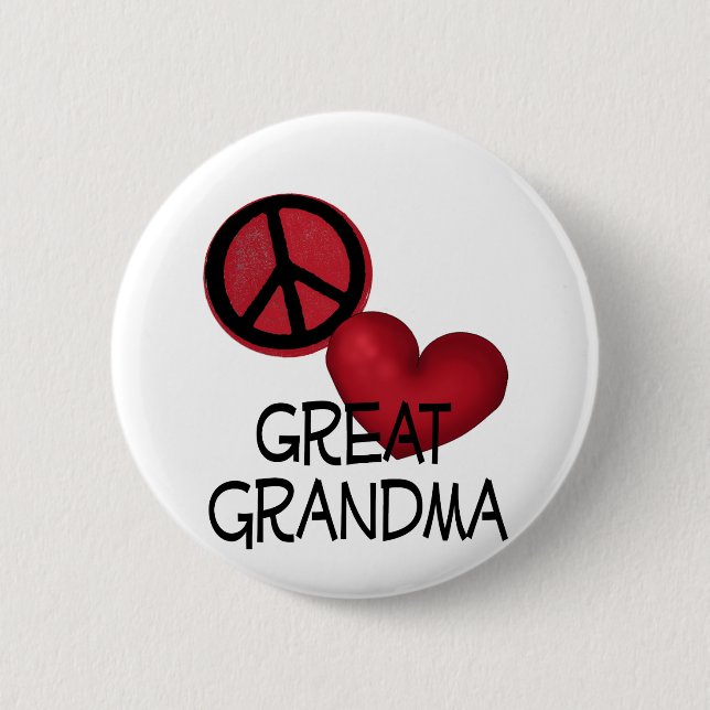 Peace Love Great Grandma Pinback Button (Front)