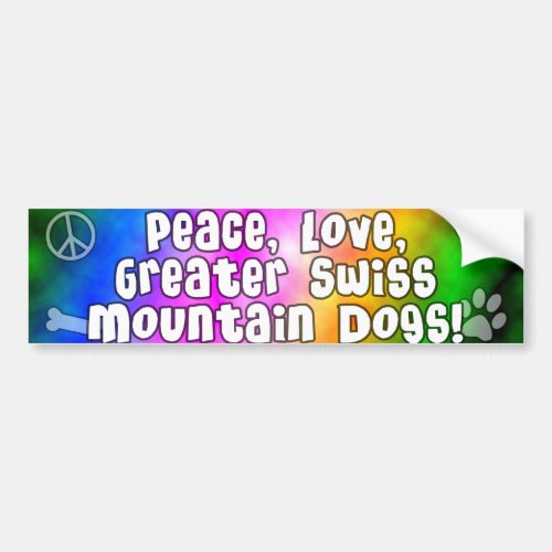 Peace Love Greater Swiss Mtn Dogs Bumper Sticker