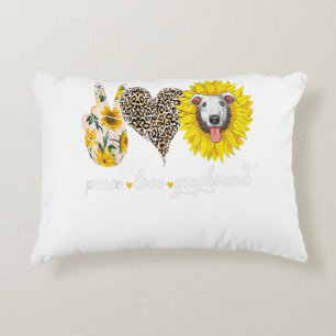 Peace Love Greyhound Dog Sunflower- Dog Lover Gift Accent Pillow