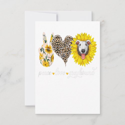 Peace Love Greyhound Dog Sunflower_ Dog Lover Gift RSVP Card