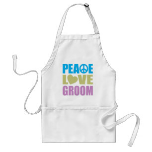 Peace Love Groom Adult Apron