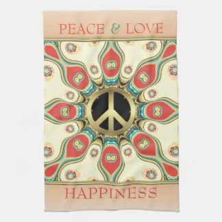 Peace Love Groovy Flower Tea Towel