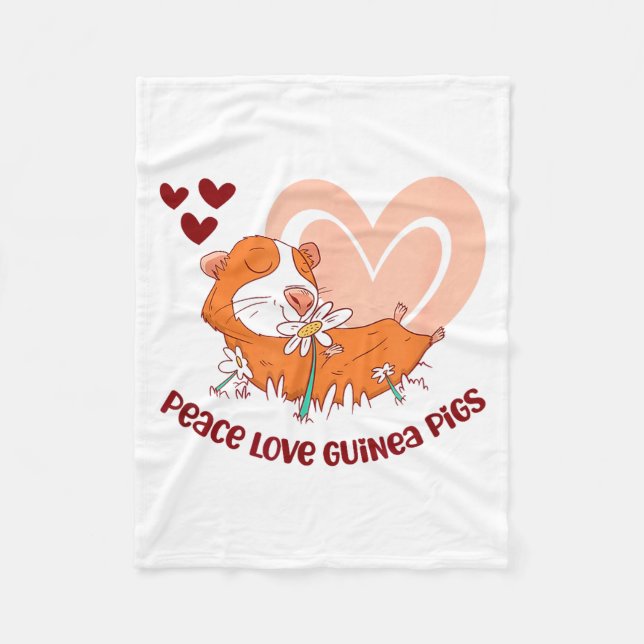Peace Love Guinea Gs Funny Saying For Guinea Gs Lo Fleece Blanket (Front)