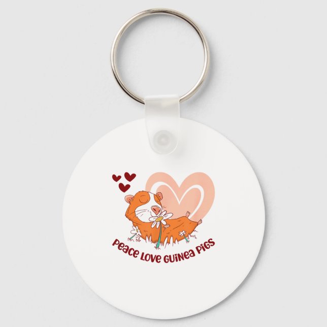 Peace Love Guinea Gs Funny Saying For Guinea Gs Lo Keychain (Front)