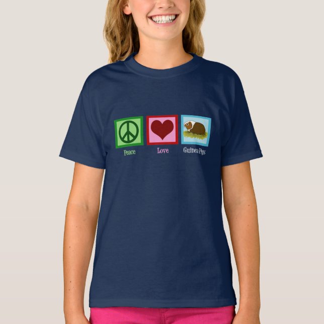 Peace Love Guinea Pigs Kids T-Shirt (Front)