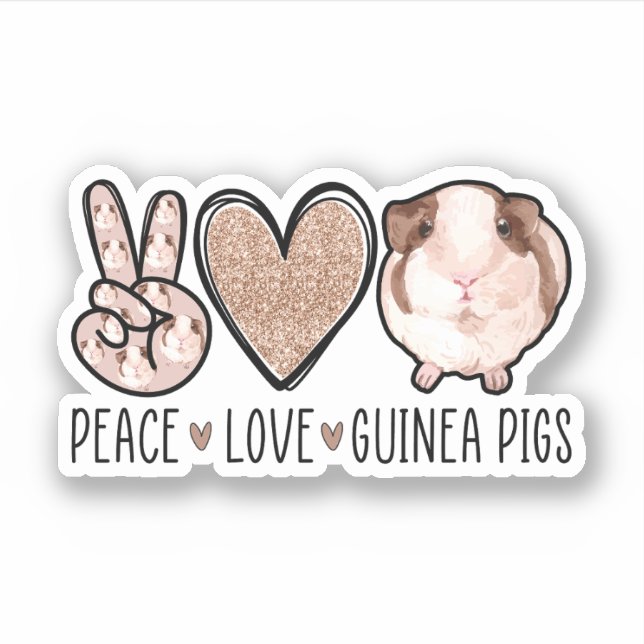 Peace Love Guinea Pigs Lover, Guinea Pigs Mom Sticker (Front)