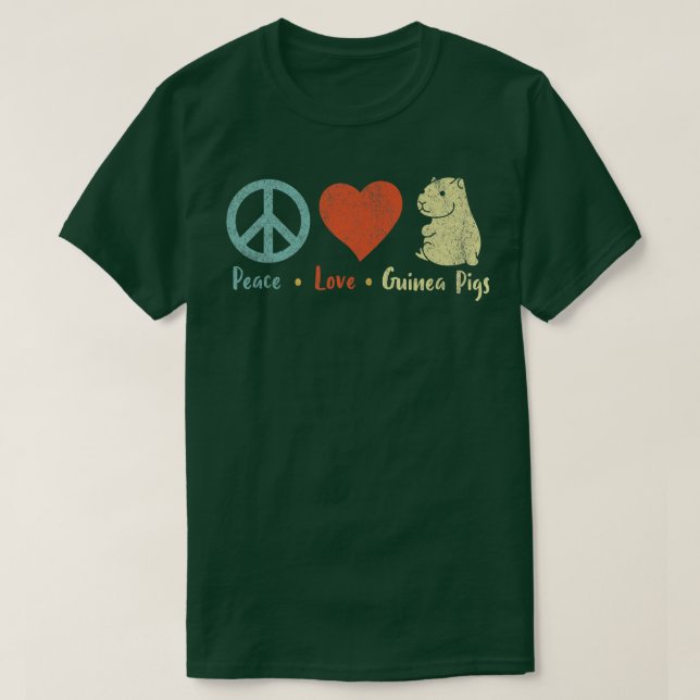 Peace Love Guinea Pigs Lover Wheek Retro Premium 4 T-Shirt (Design Front)