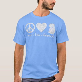 Peace Love Guinea Pigs Lover Wheek Retro T-Shirt