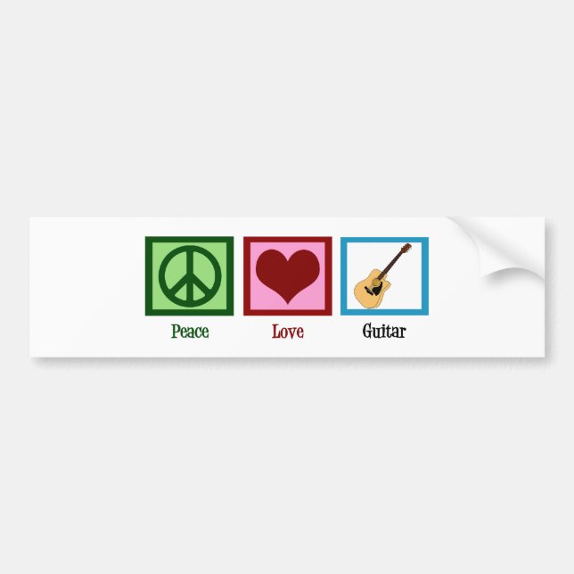 Peace Love Guitar Bumper Sticker (Front)