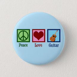 Peace Love Guitar Cute Blue Guitarist Button