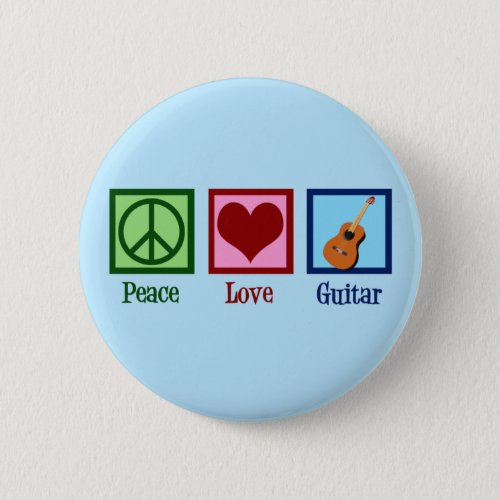 Peace Love Guitar Cute Blue Guitarist Button