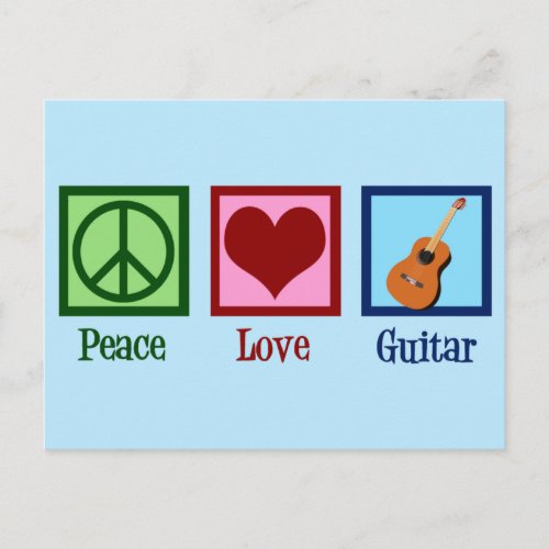 Peace Love Guitar Cute Musical Instrument Shop Postcard