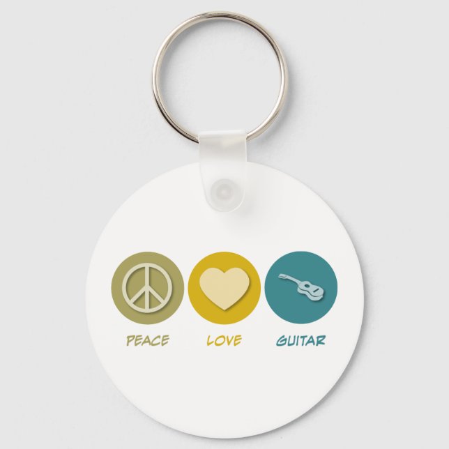 Peace Love Guitar Keychain (Front)