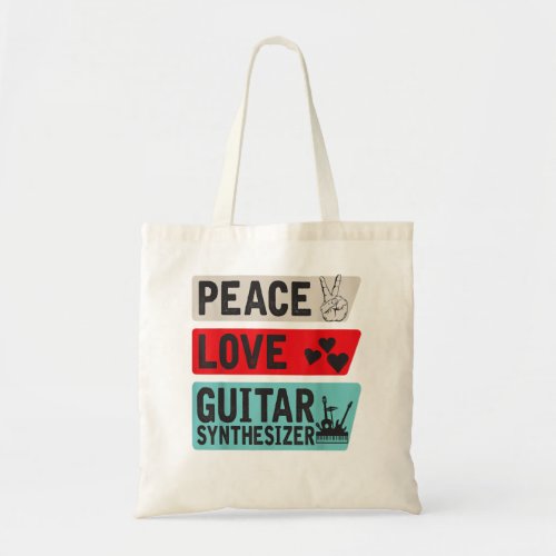Peace Love Guitar Synthesizer Drum Machine Synthes Tote Bag