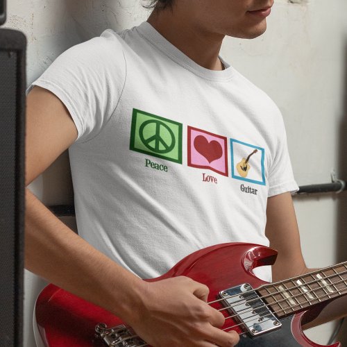 Peace Love Guitar T_Shirt