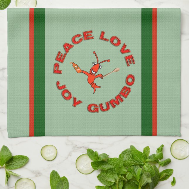 Peace Love Gumbo Crawfish Towel (Folded)