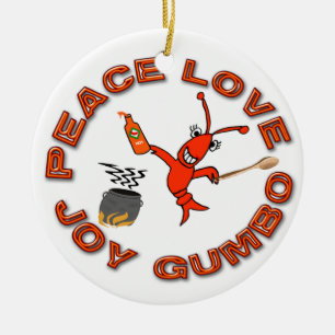 Peace Love Gumbo/Fleur de Lis Crawfish Ornament