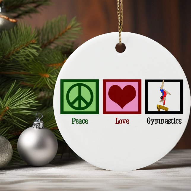 Peace Love Gymnastics Beautiful Gymnast Christmas Ceramic Ornament (Creator Uploaded)