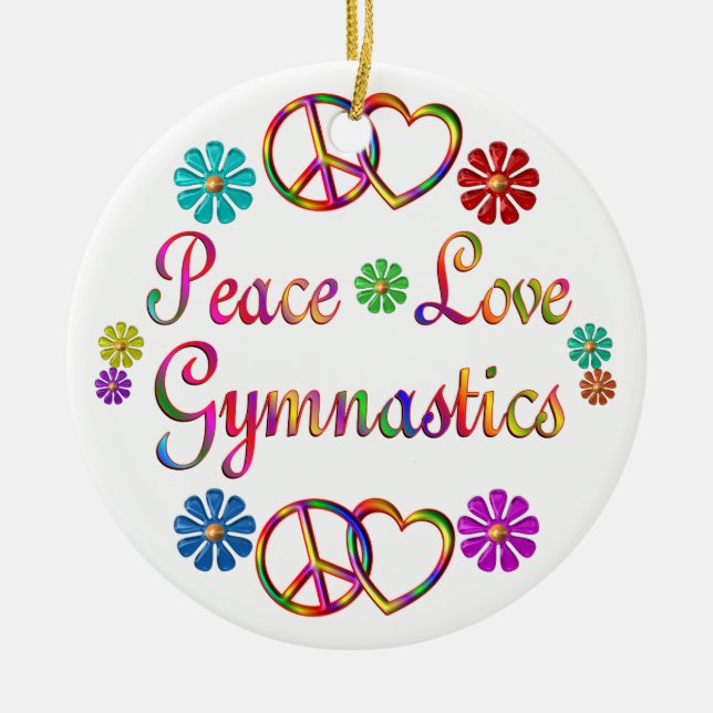 PEACE LOVE GYMNASTICS CERAMIC ORNAMENT (Front)