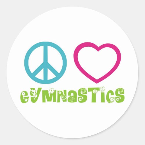 Peace Love Gymnastics Classic Round Sticker