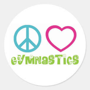 Peace Love Gymnastics Classic Round Sticker