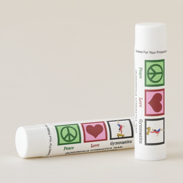 Peace Love Gymnastics Custom Company Lip Balm (Front)