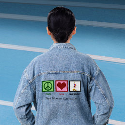 Peace Love Gymnastics Cute Custom Gymnast Denim Jacket