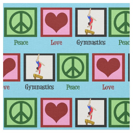 Peace Love Gymnastics Cute Gymnast Fabric