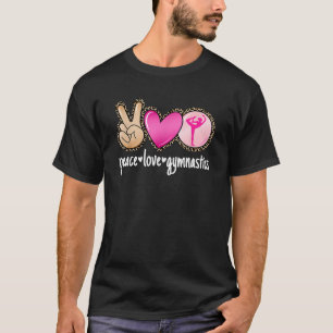 Peace Love Gymnastics Leopard Print Women Girls T-Shirt