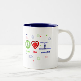 Peace Love Gymnastics Two-Tone Coffee Mug