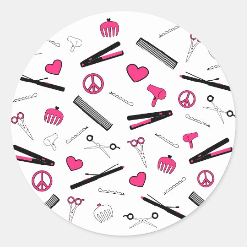 Peace Love  Hair Accessories Pink Classic Round Sticker