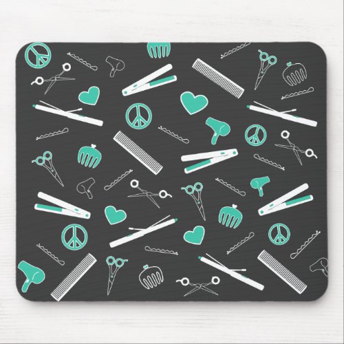 Peace Love  Hair Accessories Turquoise Dark Mouse Pad