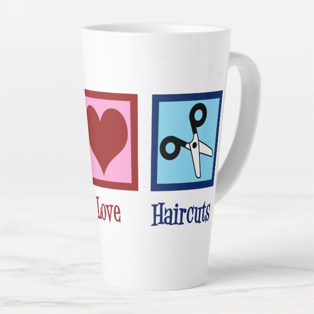 Peace Love Haircuts Latte Mug (Right Angle)
