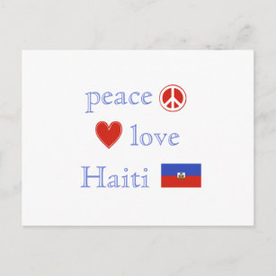 Peace Love Haiti Heart and Haitian Flag Postcard