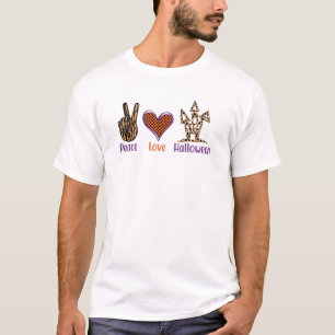 Peace Love Halloween – Hand Peace Sign, Hea T-Shirt