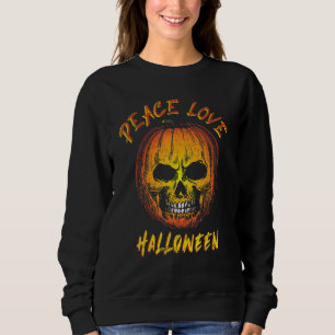Peace Love Halloween Happy Halloween Pumpkin Leopa Sweatshirt