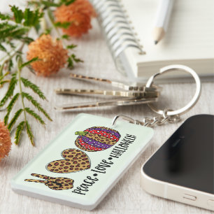 Peace Love Halloween Keychain