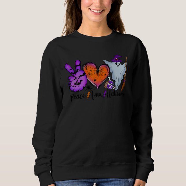 Peace Love Halloween Lazy Halloween Costume Cool P Sweatshirt (Front)