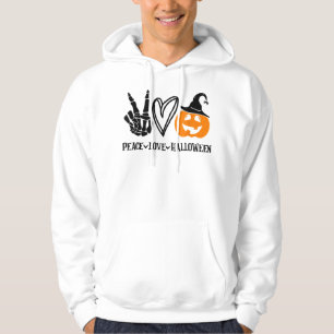 Peace Love Halloween Shirt Funny Skeleton Hand Pum