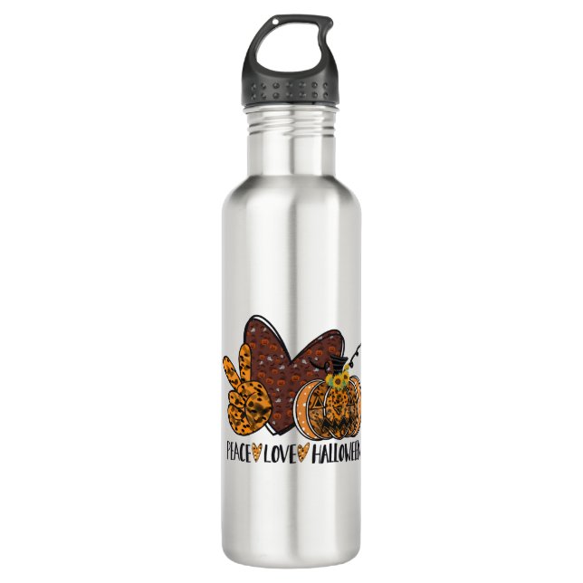 Peace love Halloween Stainless Steel Water Bottle (Front)