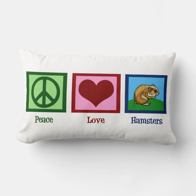 Peace Love Hamsters Lumbar Pillow (Front)