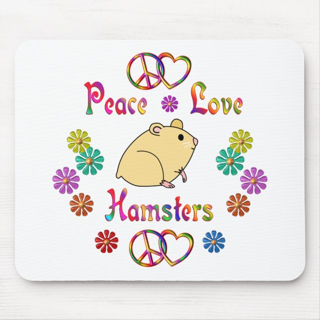 PEACE LOVE HAMSTERS MOUSE PAD (Front)