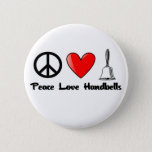 Peace, Love, Handbells Button at Zazzle