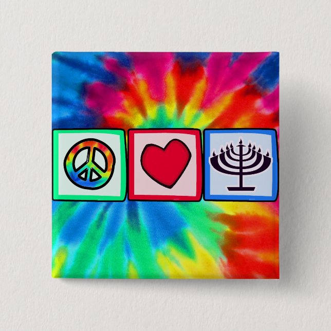 Peace, Love, Hanukkah Button (Front)