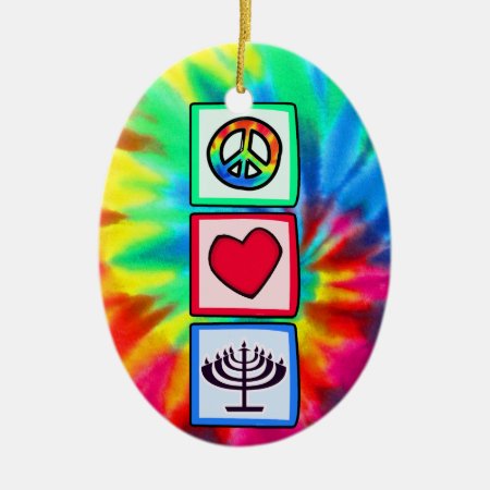 Peace, Love, Hanukkah Ceramic Ornament