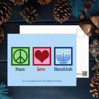 Peace Love Hanukkah Cute Custom Blue