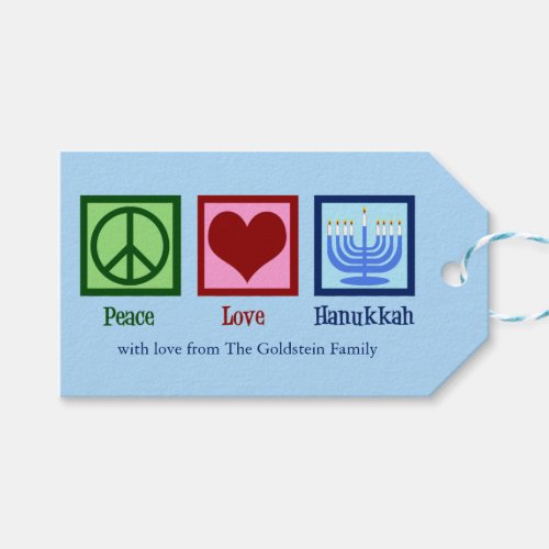Peace Love Hanukkah Cute Custom Party Gift Tags